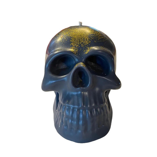 Skull Candle - Black - Butterscotch & Bourbon Scented Soy Mold Candle (NEW)