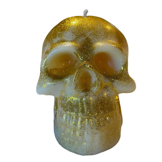 Skull Candle - White - Butterscotch & Bourbon Scented (NEW)